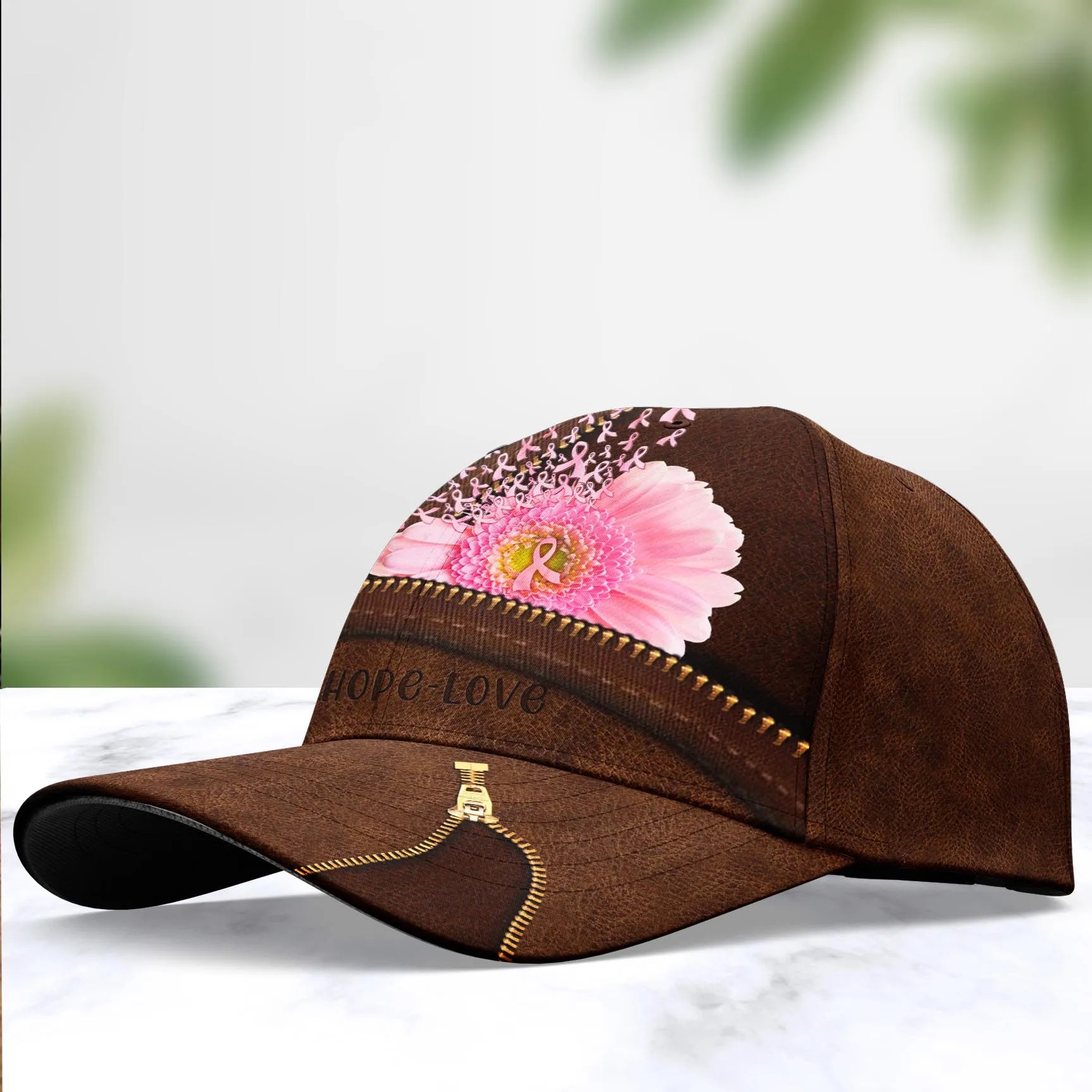 Breast Cancer Pink Flower Hat Cap