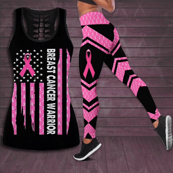 Breast Cancer Warrior Hollow Tank Top And Leggings2