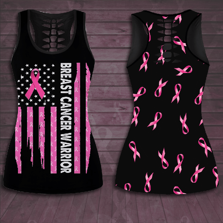 Breast Cancer Warrior Hollow Tank Top And Leggings3