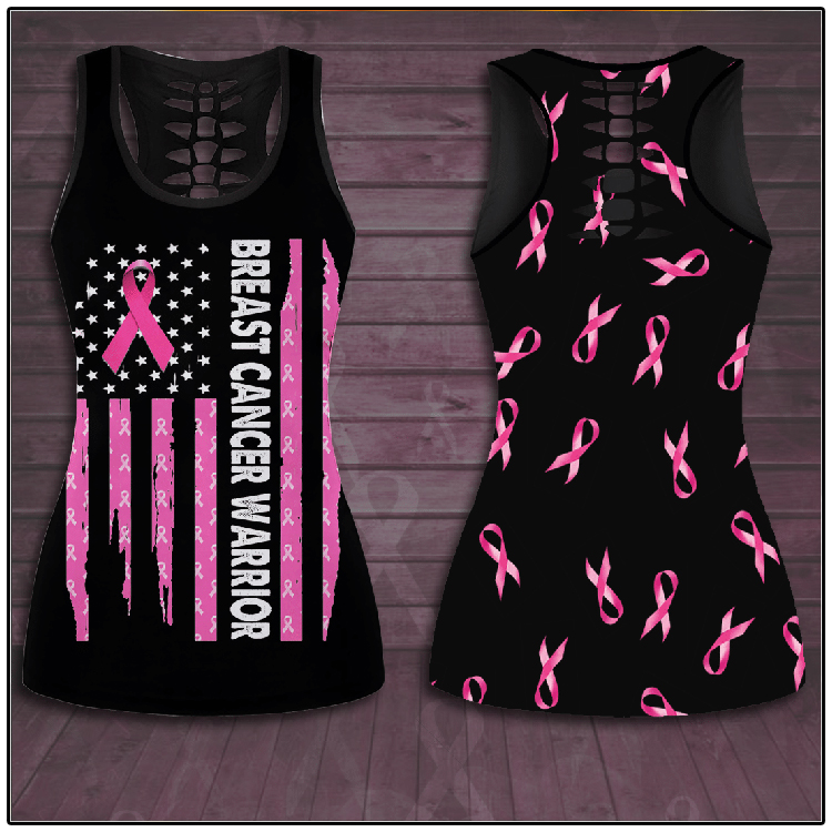 Breast Cancer Warrior Hollow Tank Top And Leggings4