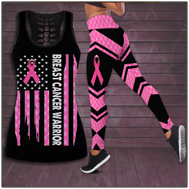 Breast Cancer Warrior Hollow Tank Top And Leggings7