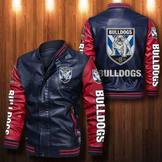 Canterbury bankstown Bulldogs Leather Bomber Jacket -BBS