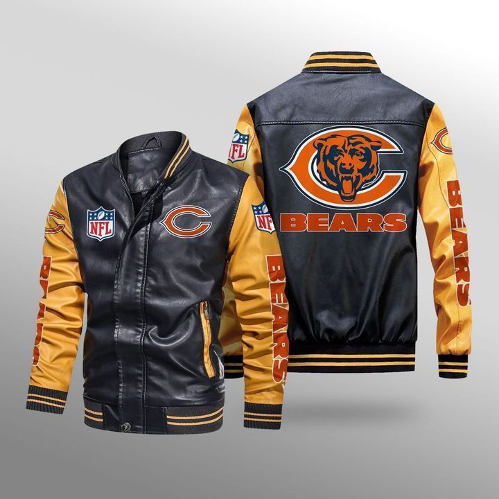 Chicago Bears Leather Bomber Jacket 3
