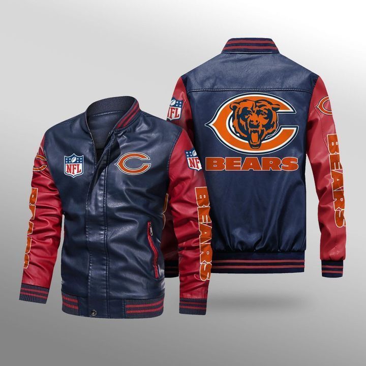Chicago Bears Leather Bomber Jacket 4
