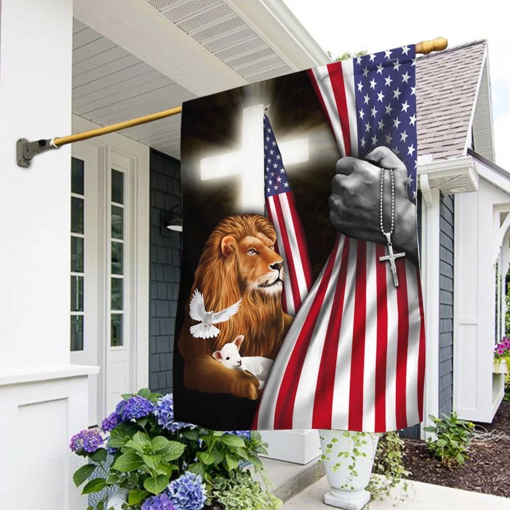 Christian faith lion lamb pigeon American flag - Picture 2