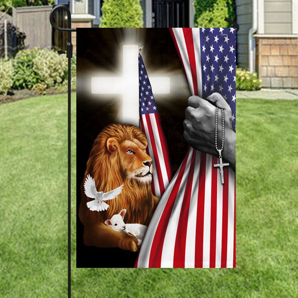 Christian faith lion lamb pigeon American flag - Picture 3