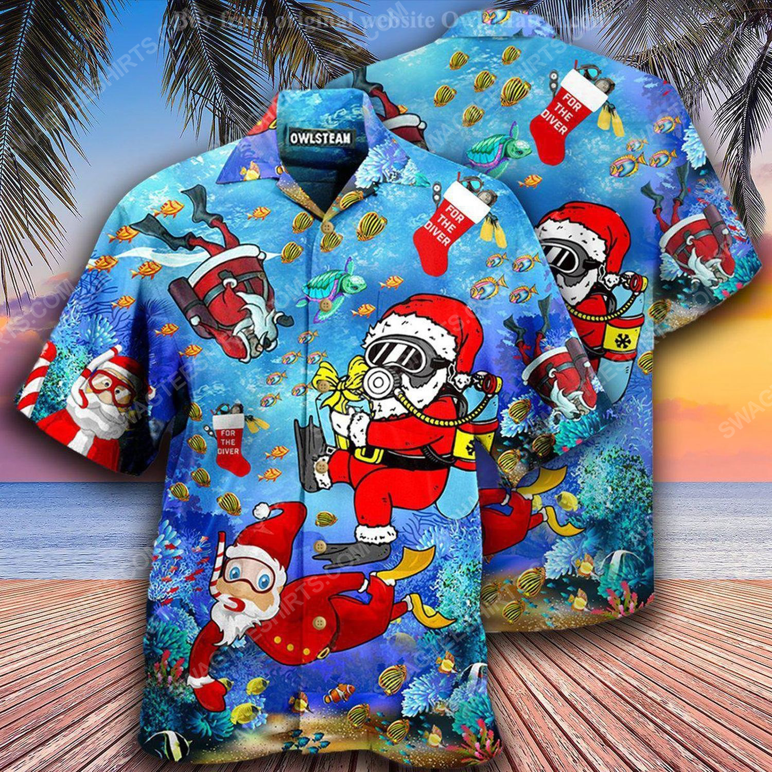 [special edition] Christmas holiday santa claus diving full print hawaiian shirt – maria