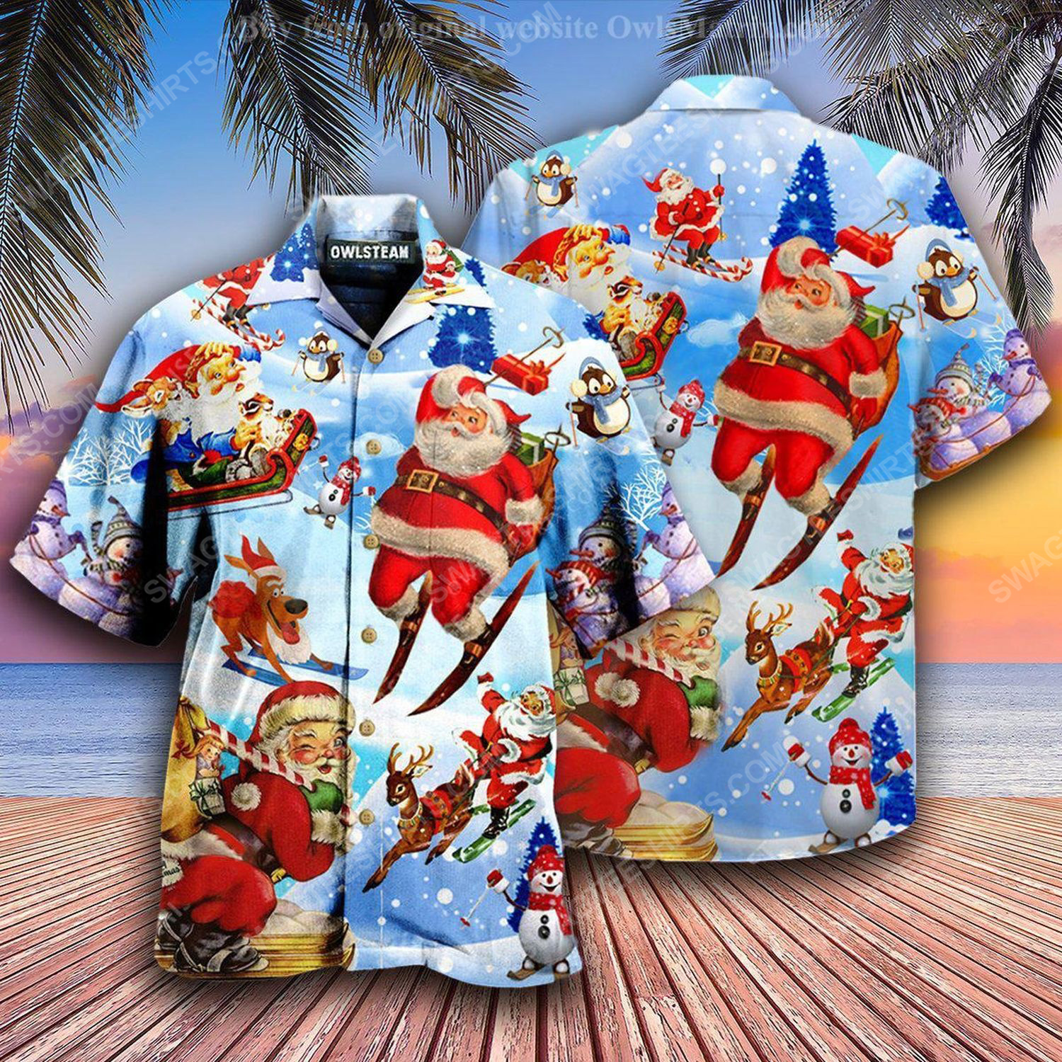 Christmas holiday santa skiing full print hawaiian shirt 1 - Copy (2)