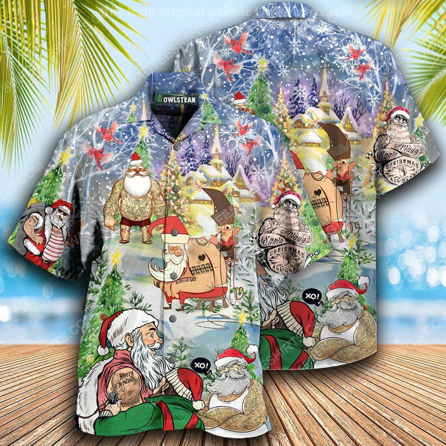 [special edition] Christmas holiday santa with tattoo full print hawaiian shirt – maria