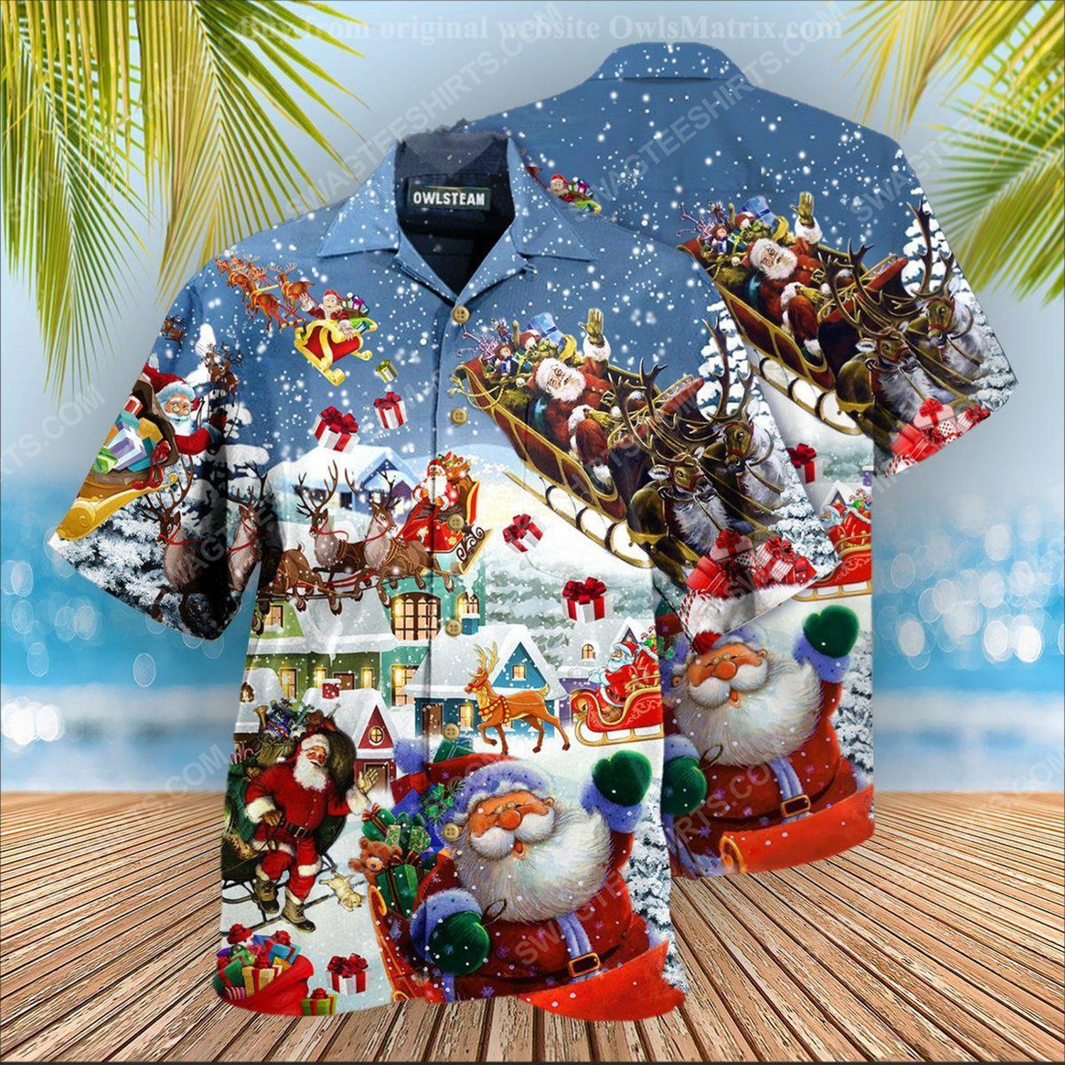 Christmas holiday santa's sleigh and reindeer hawaiian shirt 1 - Copy (2)