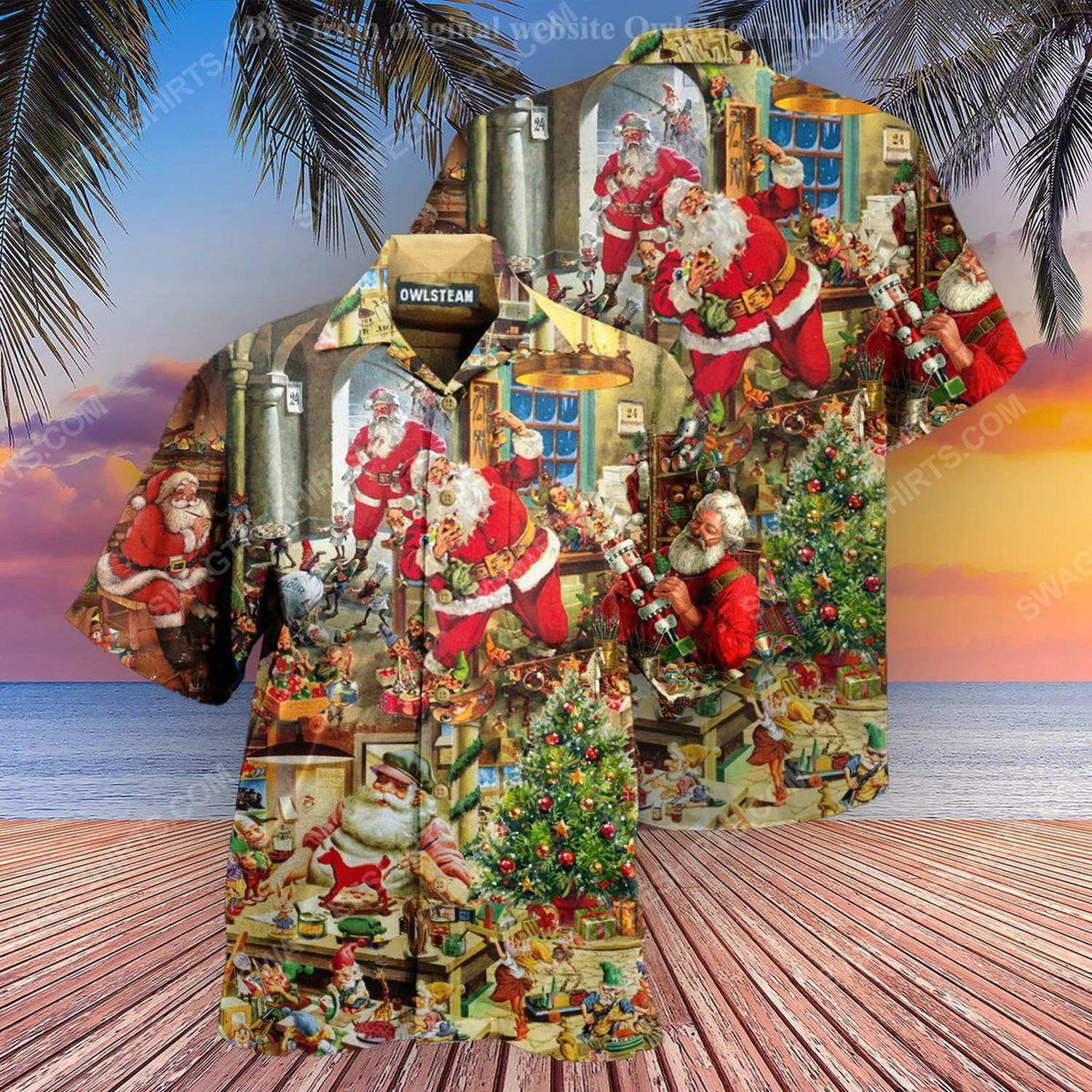 [special edition] Christmas holiday santa’s toy workshop full print hawaiian shirt – maria