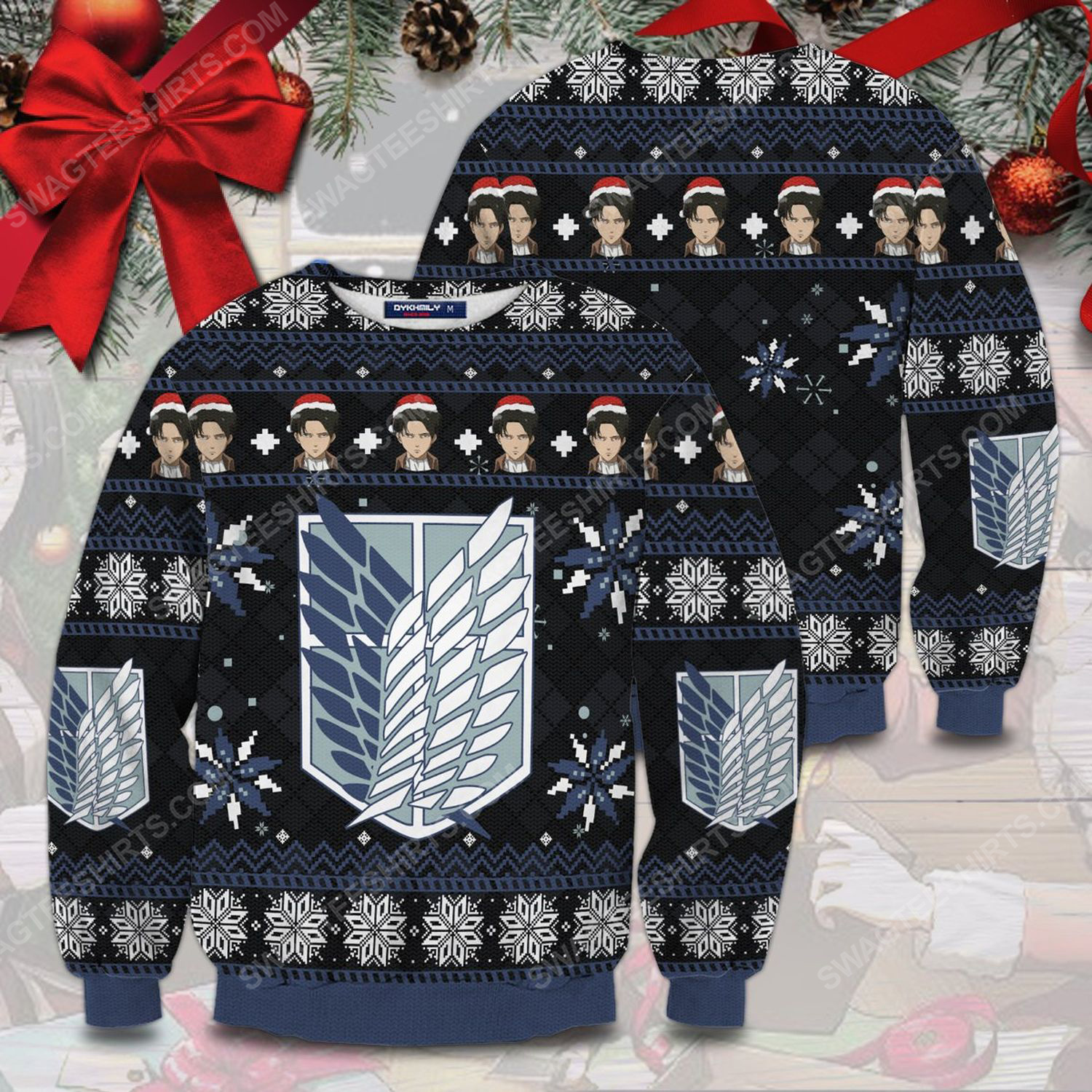 [special edition] Christmas levi ackerman attack on titan ugly christmas sweater – maria