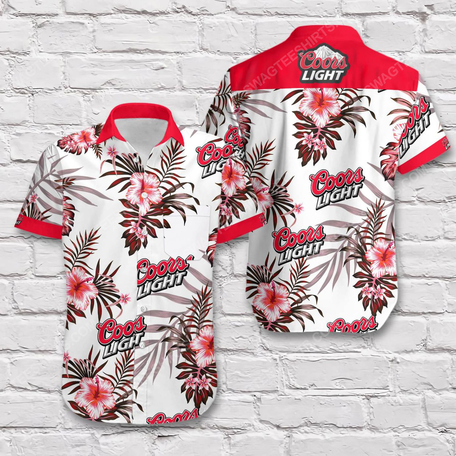 Coors light beer flower tropical short sleeve hawaiian shirt 1