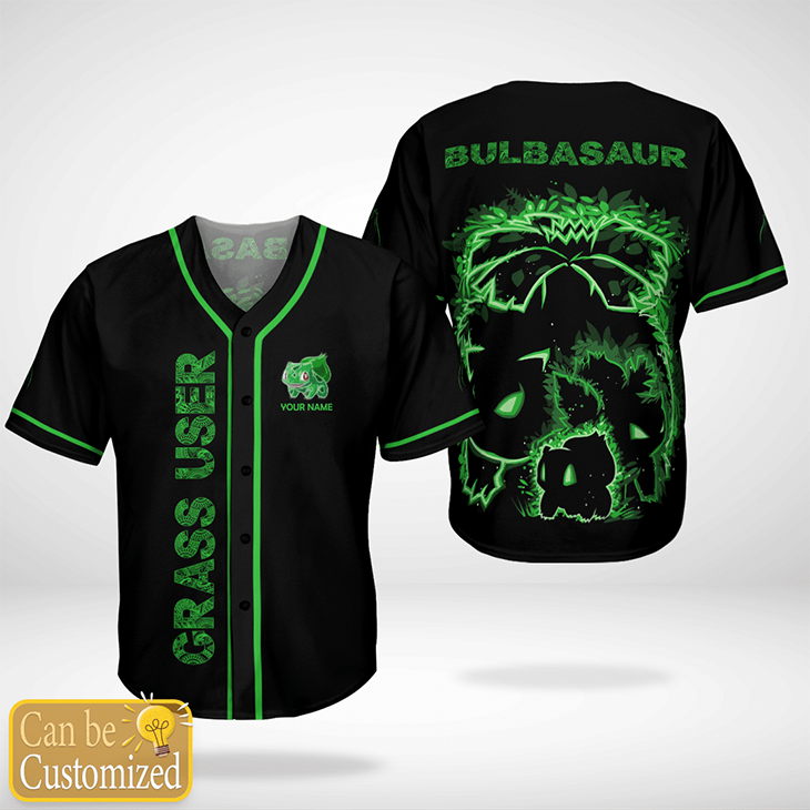 Crass User Bulbasaur Cusom Name Baseball Jersey Shirt