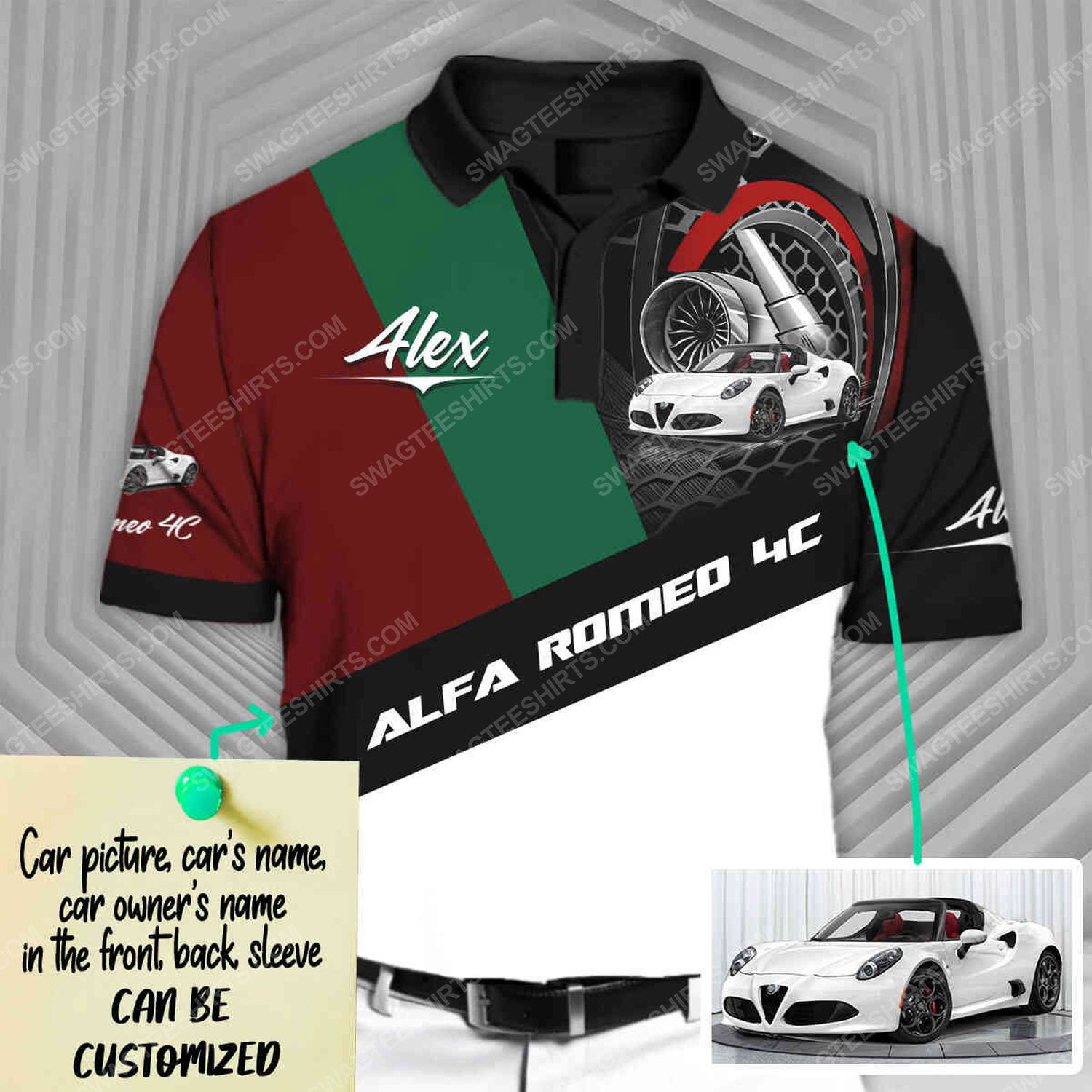 [special edition] Custom alfa romeo sports car racing all over print polo shirt – Maria