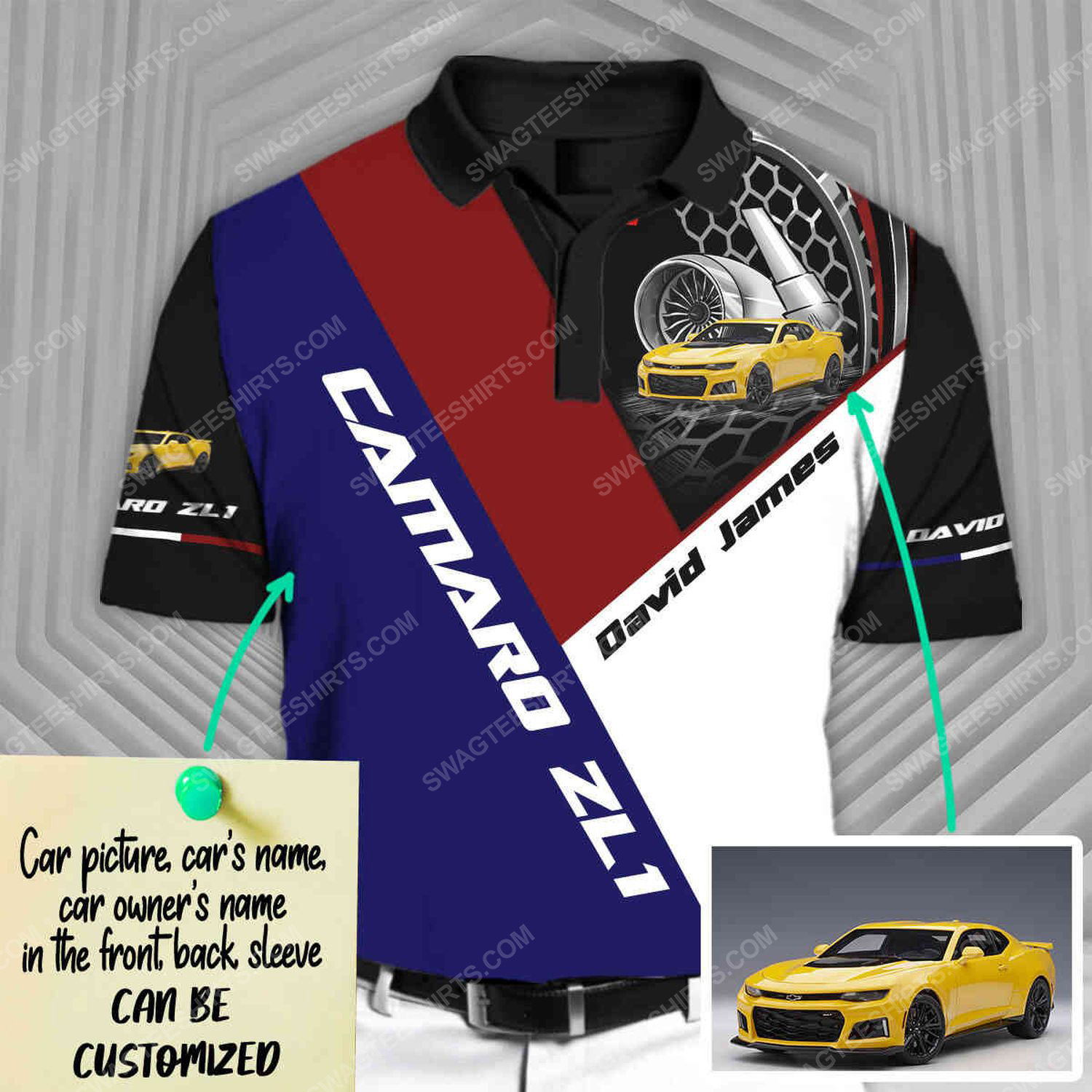 [special edition] Custom chevrolet camaro car racing all over print polo shirt – Maria