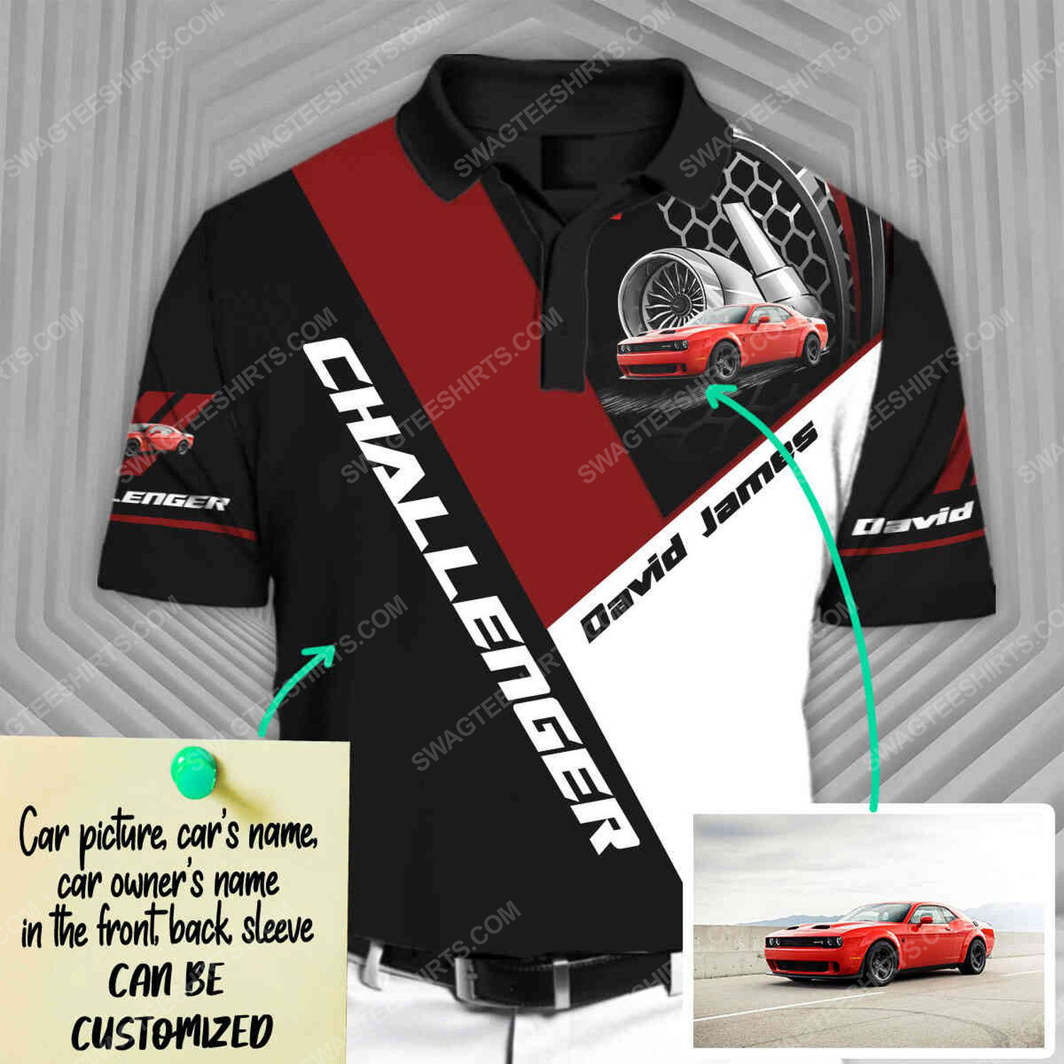 [special edition] Custom dodge challenger car racing all over print polo shirt – Maria