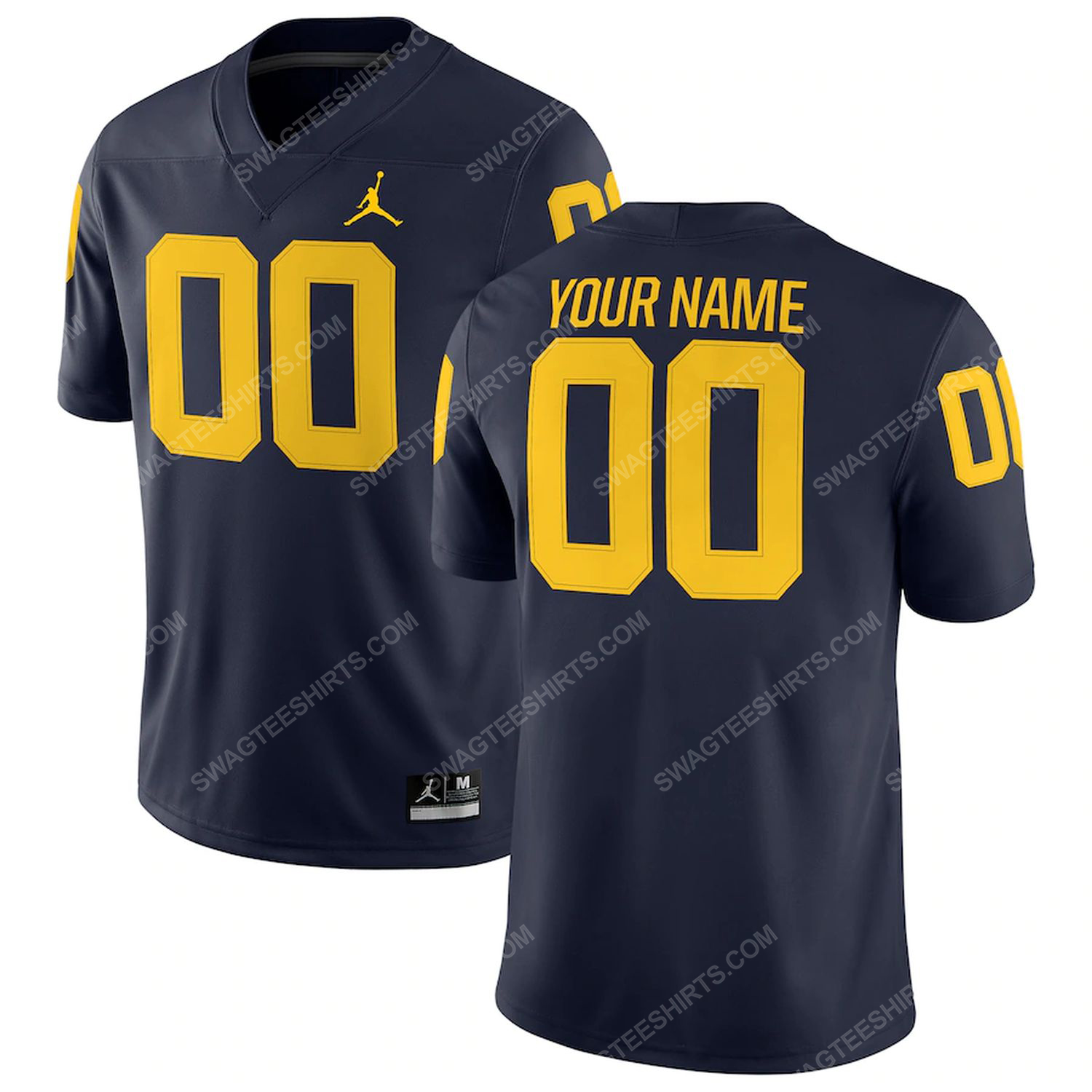 Custom michigan wolverines football team full print football jersey - navy
