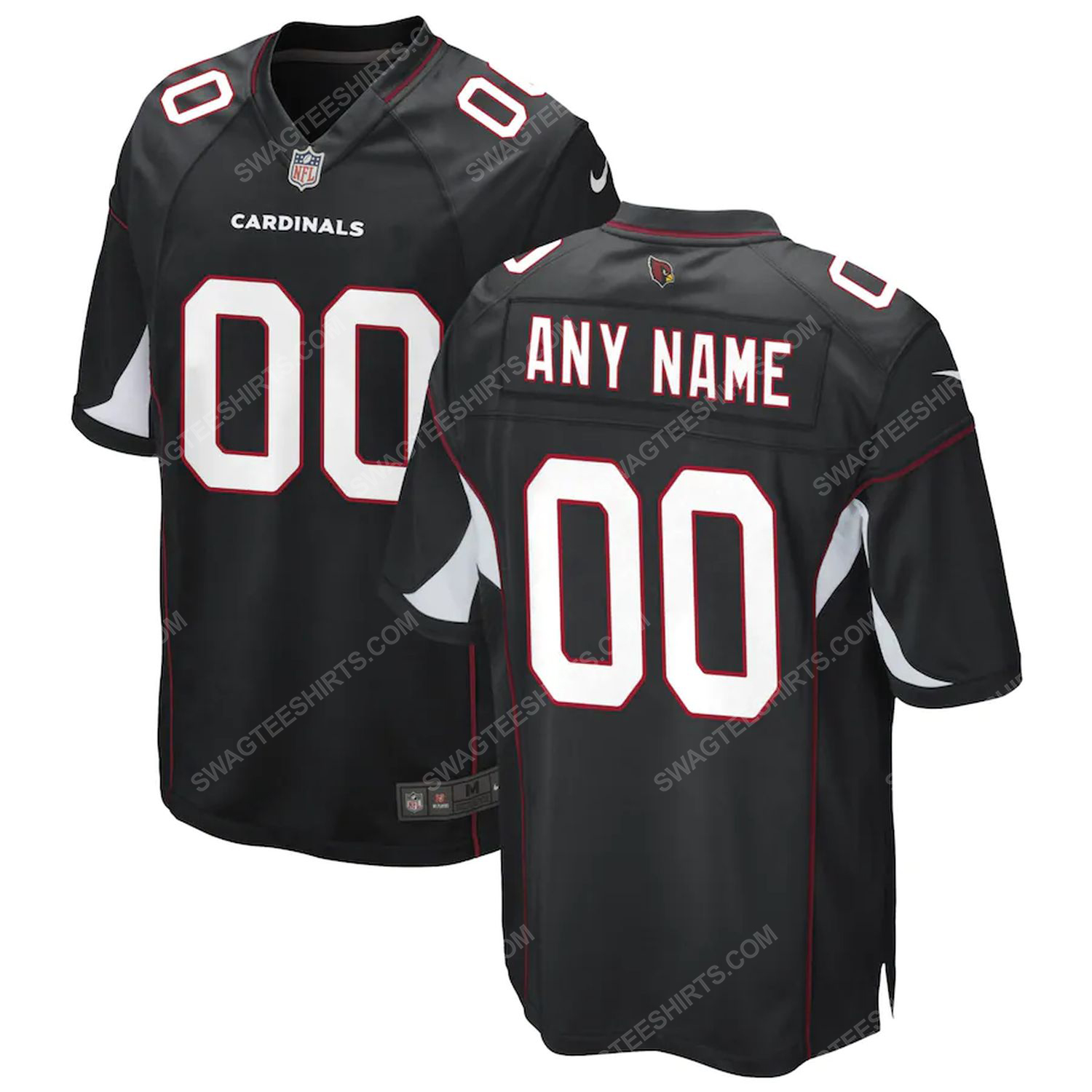 Custom name arizona cardinals all over printed football jersey - black