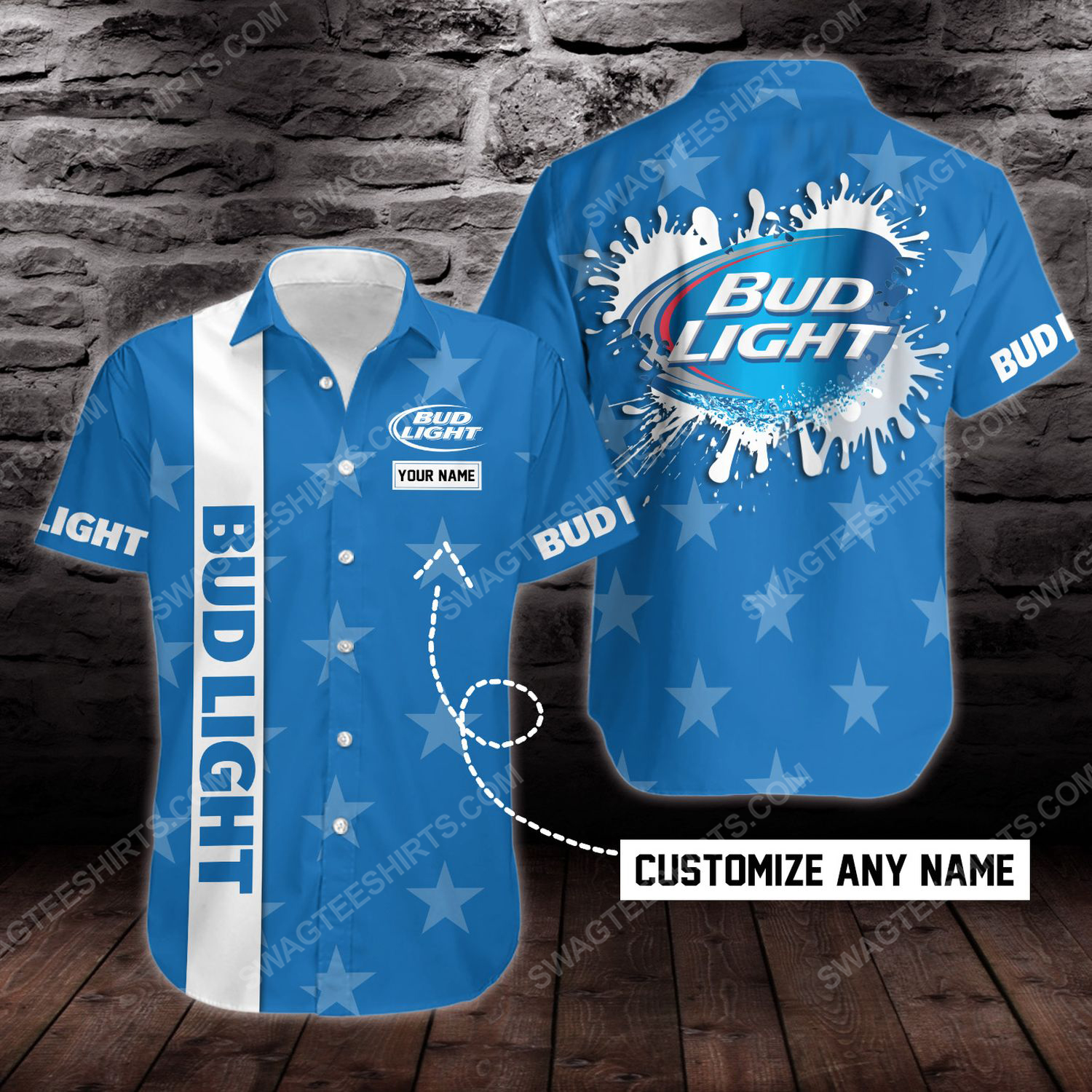 Custom name bud light beer short sleeve hawaiian shirt 1