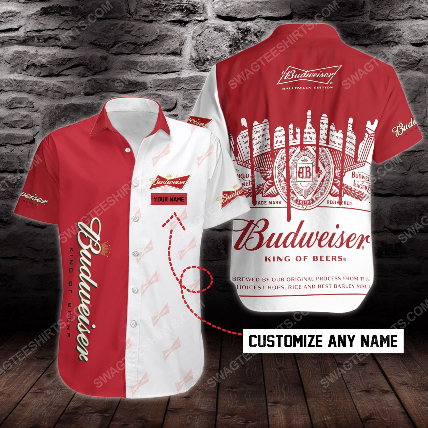 Custom name budweiser beer short sleeve hawaiian shirt 1