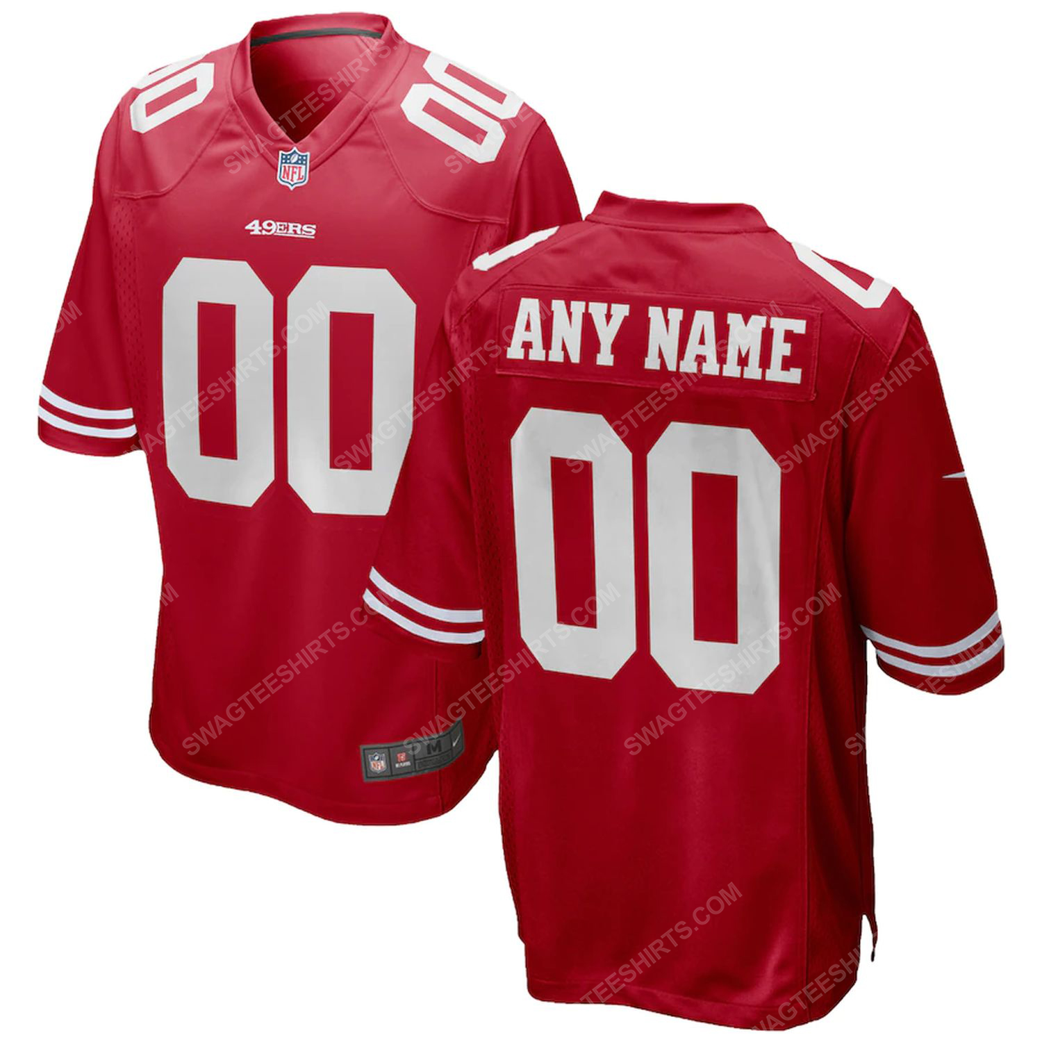 Custom name san francisco 49ers all over printed football jersey - scarlet