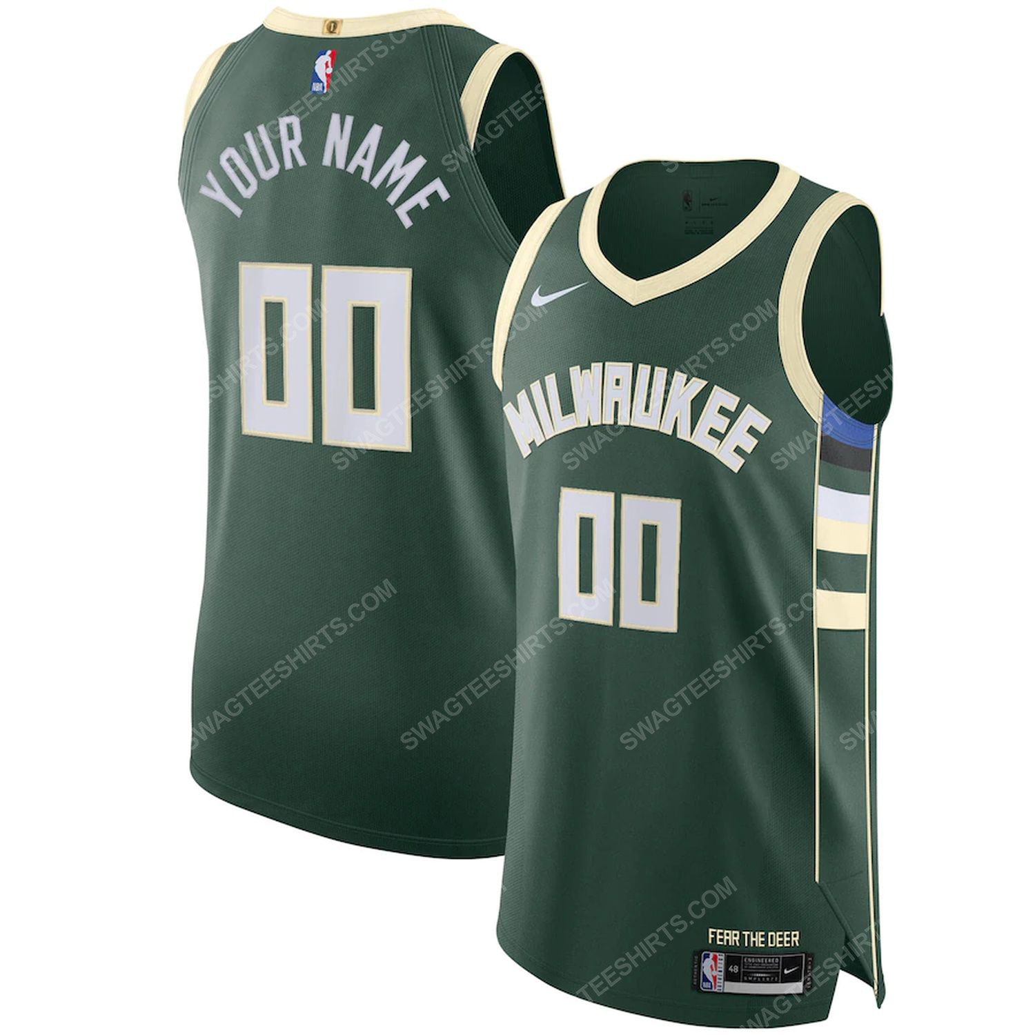 Custom nba milwaukee bucks full print basketball jersey - green