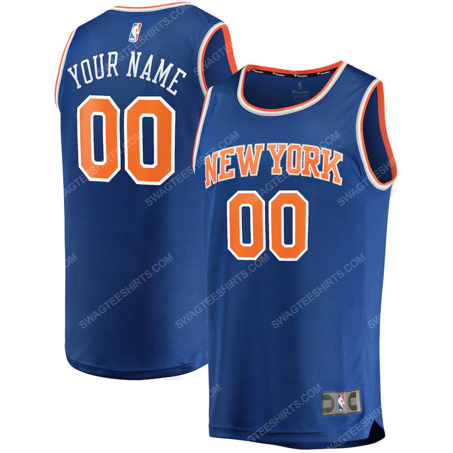 Custom nba new york knicks full print basketball jersey - blue
