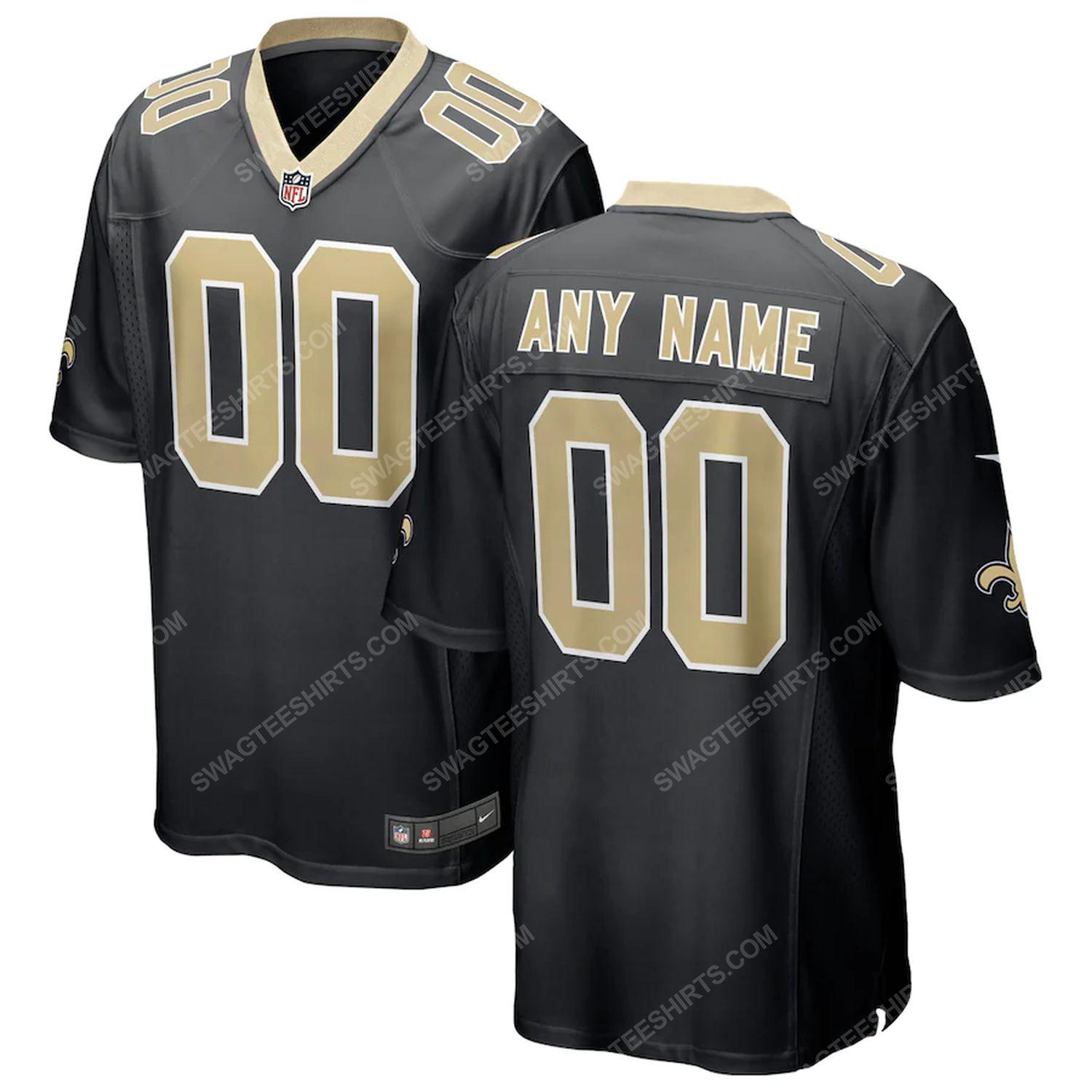 Custom new orleans saints team full print football jersey-black
