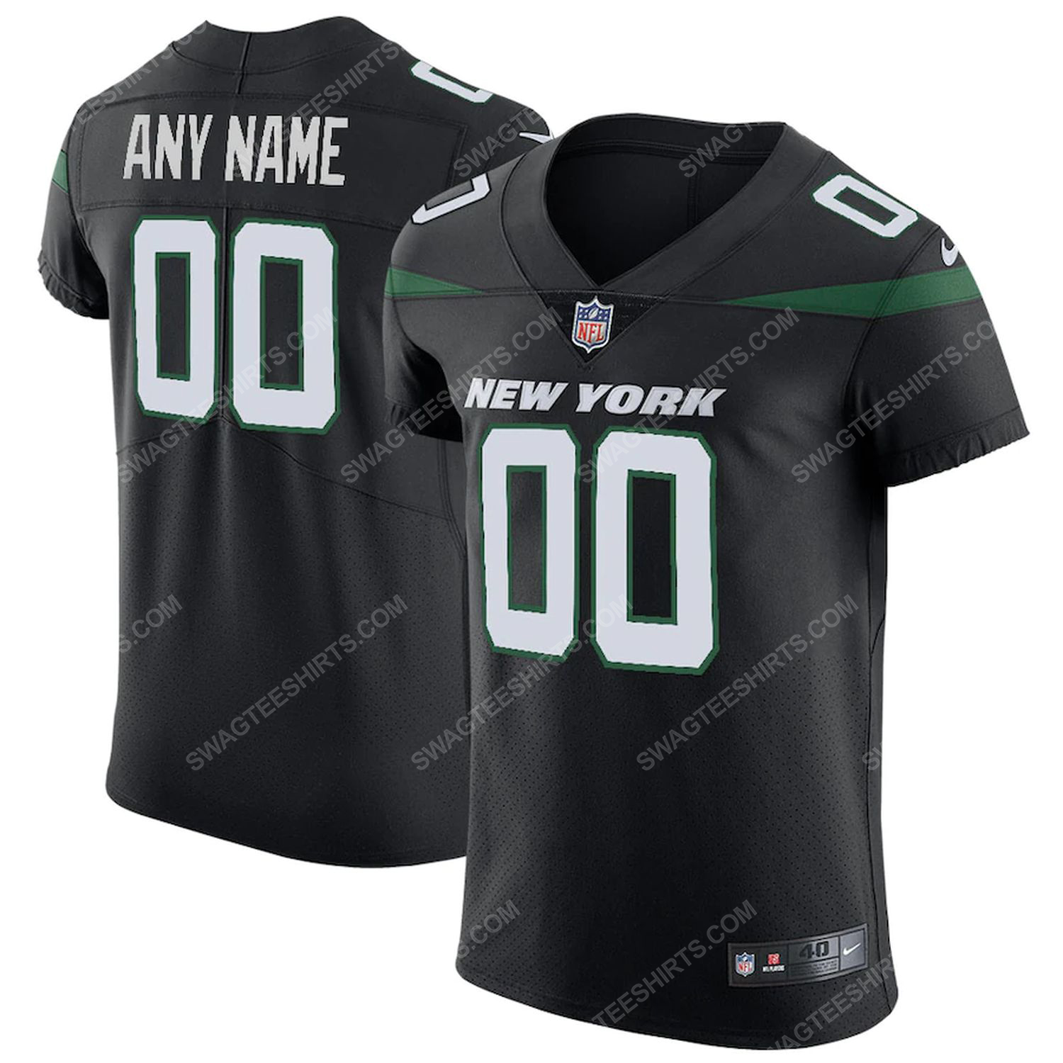 Custom new york jets all over printed football jersey - black