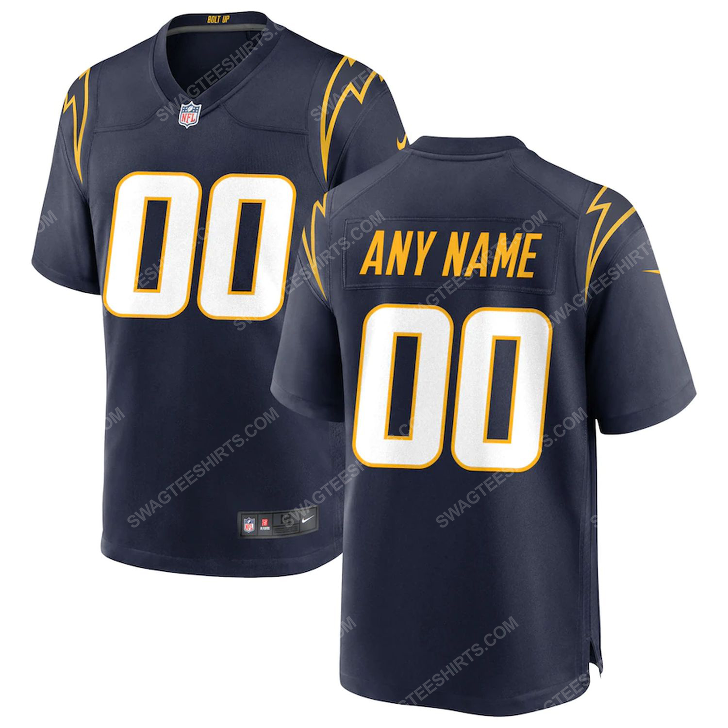 Custom nfl los angeles chargers team full print football jersey - navy