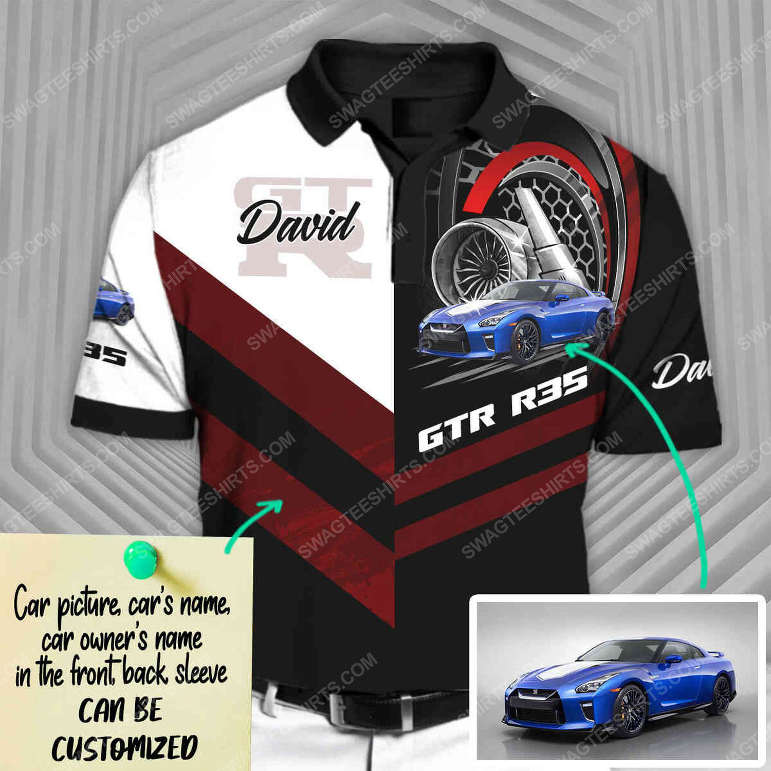[special edition] Custom nissan skyline gt-r sports car racing all over print polo shirt – Maria