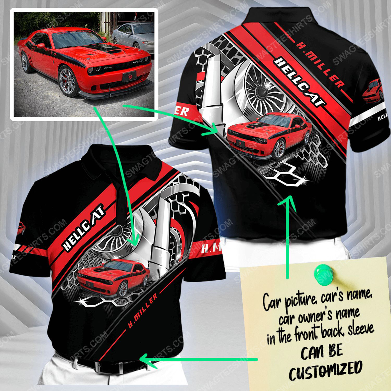 Custom racing car all over print short sleeve polo shirt