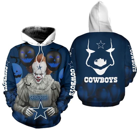 Dallas cowboys pennywise the dancing clown it halloween 3d all over print hoodie