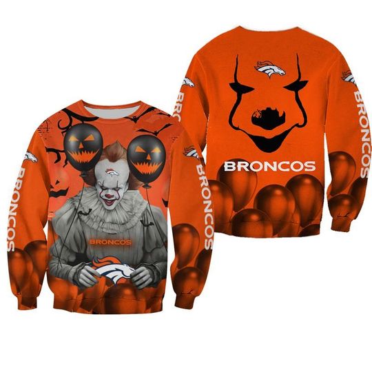 Denver broncos pennywise the dancing clown it halloween 3d all over print hoodie2