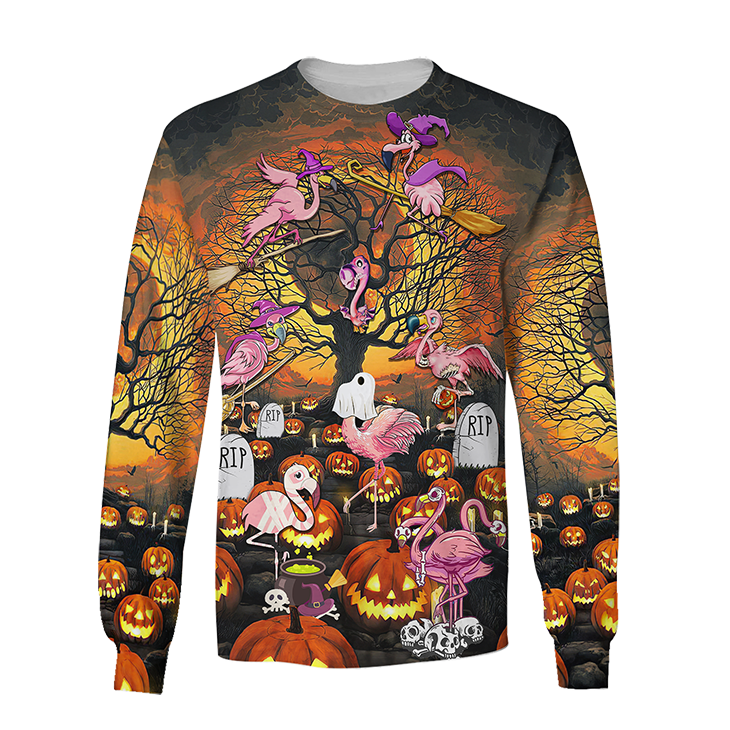 Famille Flamingo Pattern Halloween Hoodie And Shirt2