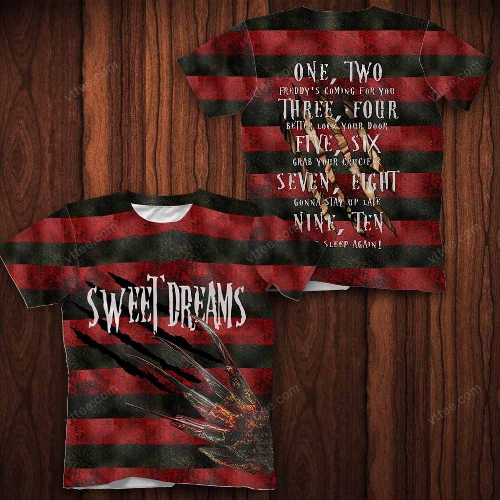 Freddy Krueger sweet dreams Halloween 3d hoodie and shirt 2