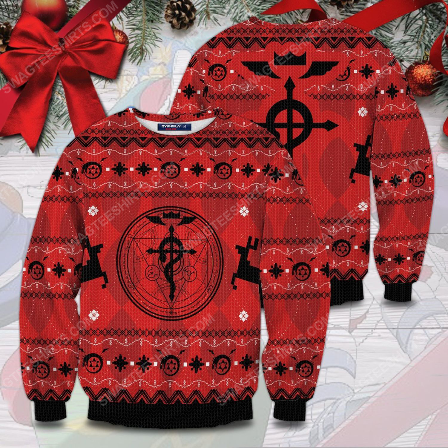 Fullmetal alchemist for christmas time full print ugly christmas sweater 1