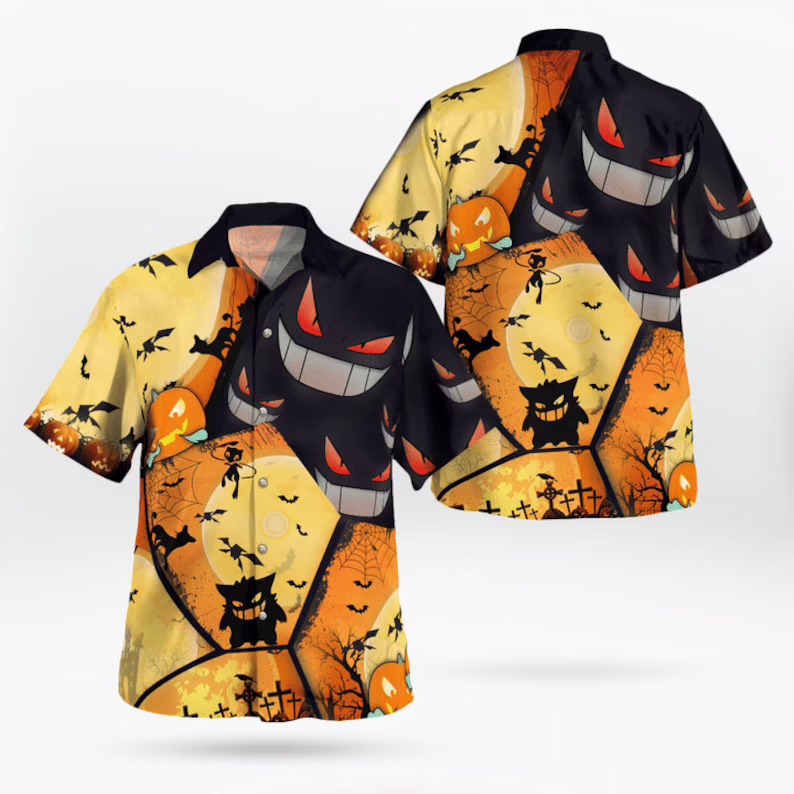 Gengar Pokemon Halloween Hawaiian Shirt 1