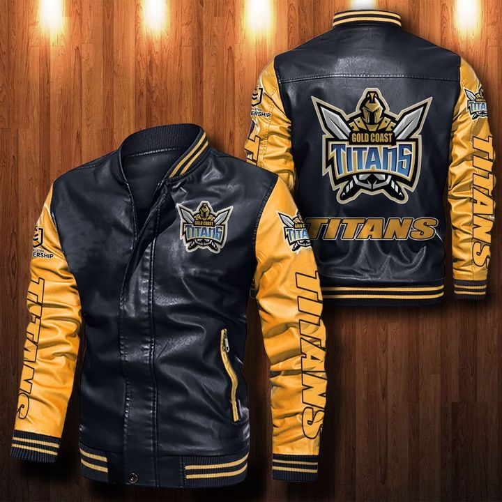 Gold Coast Titans Leather Bomber Jacket 3
