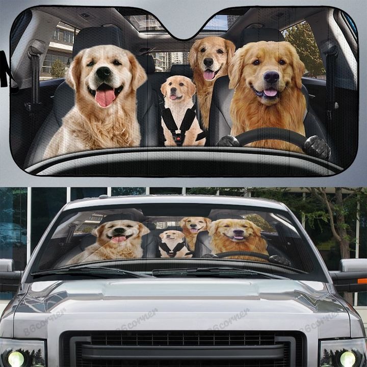 Golden Retriever Family Car Sunshade