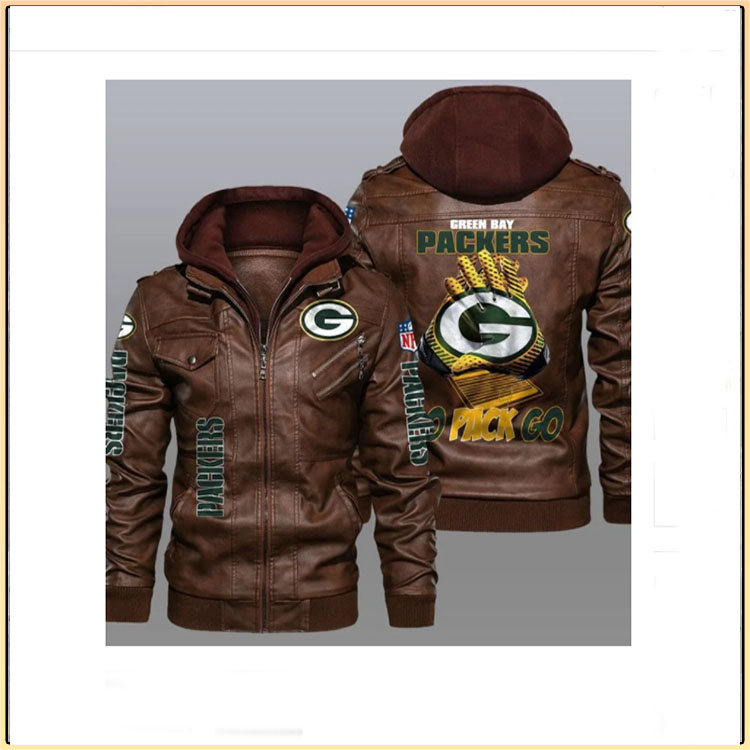 Green Bay Packers Go Back Go Leather Jacket