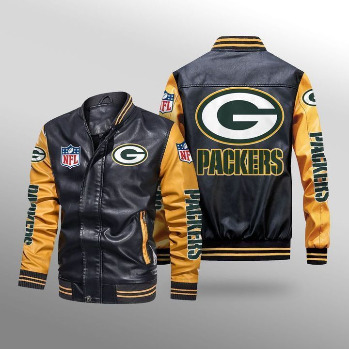 Green Bay Packers Leather Bomber Jacket 3