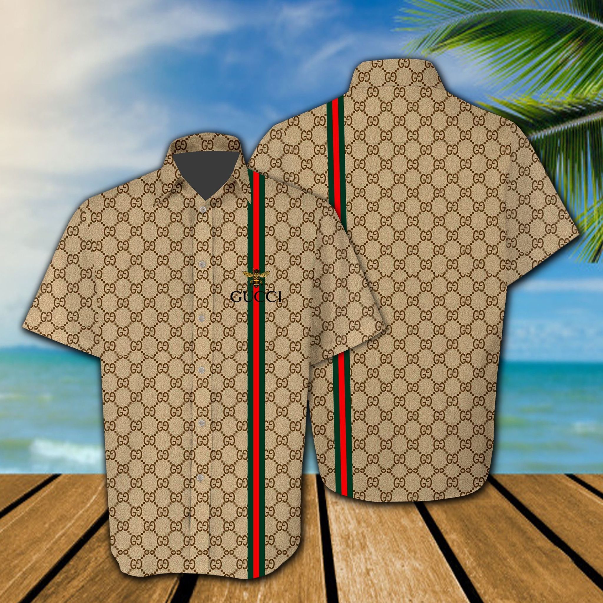Gucci all over print hawaiian shirt, short