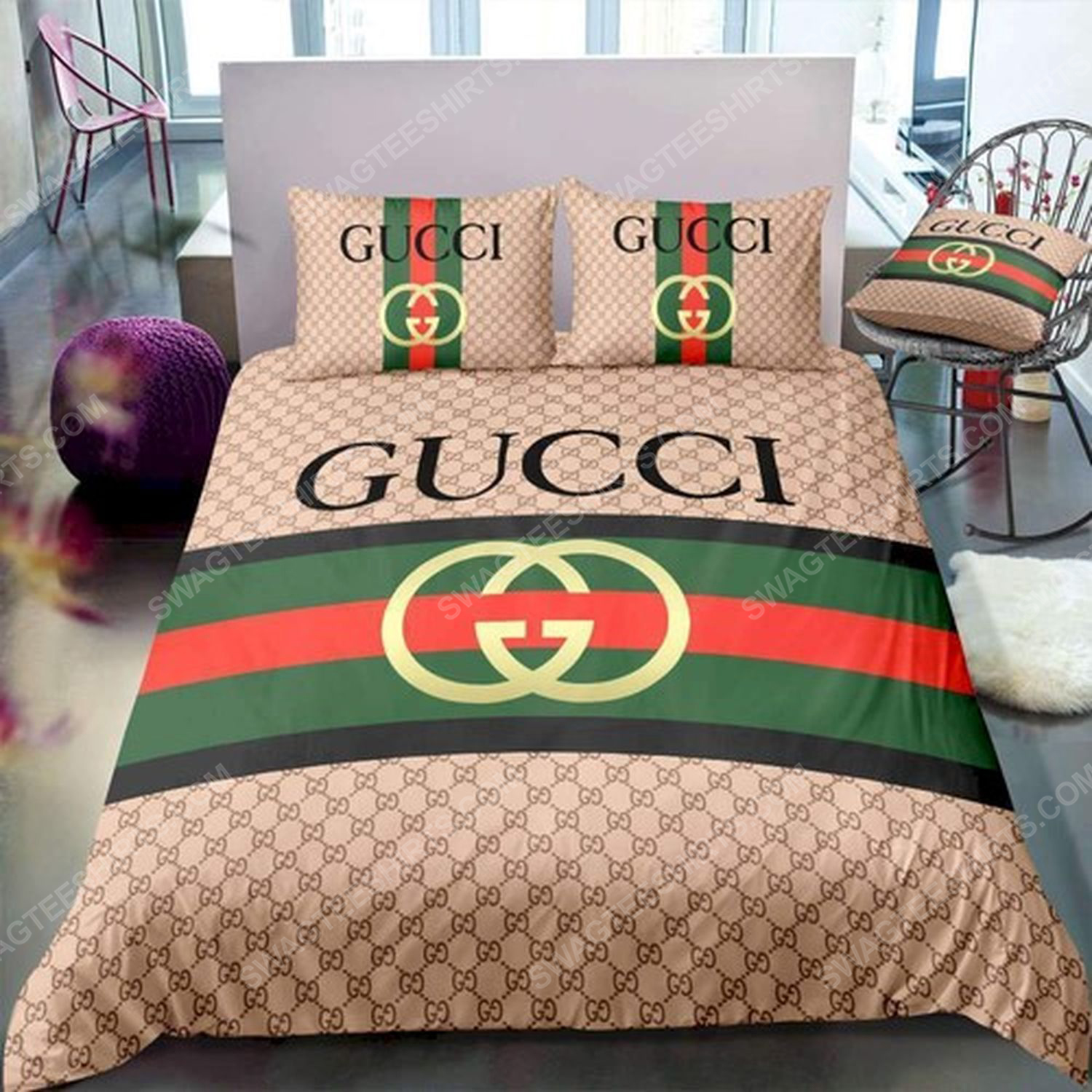 Gucci symbol full print duvet cover bedding set 1