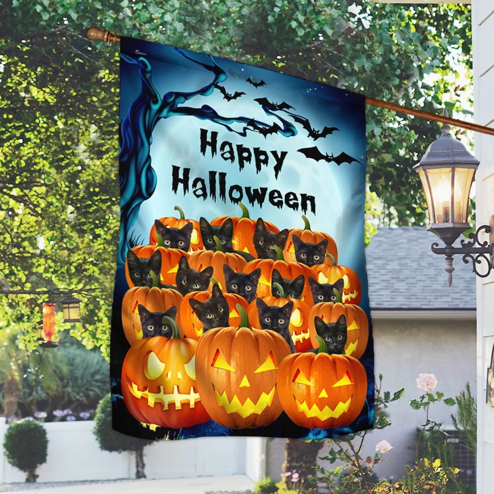 Halloween Flag Black Cats Jack O ’Lantern Pumpkin1