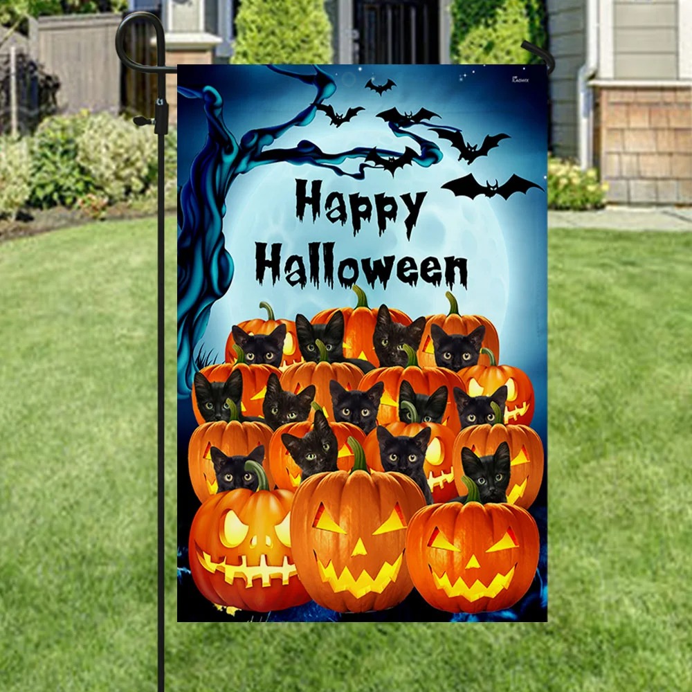 Halloween Flag Black Cats Jack O ’Lantern Pumpkin2