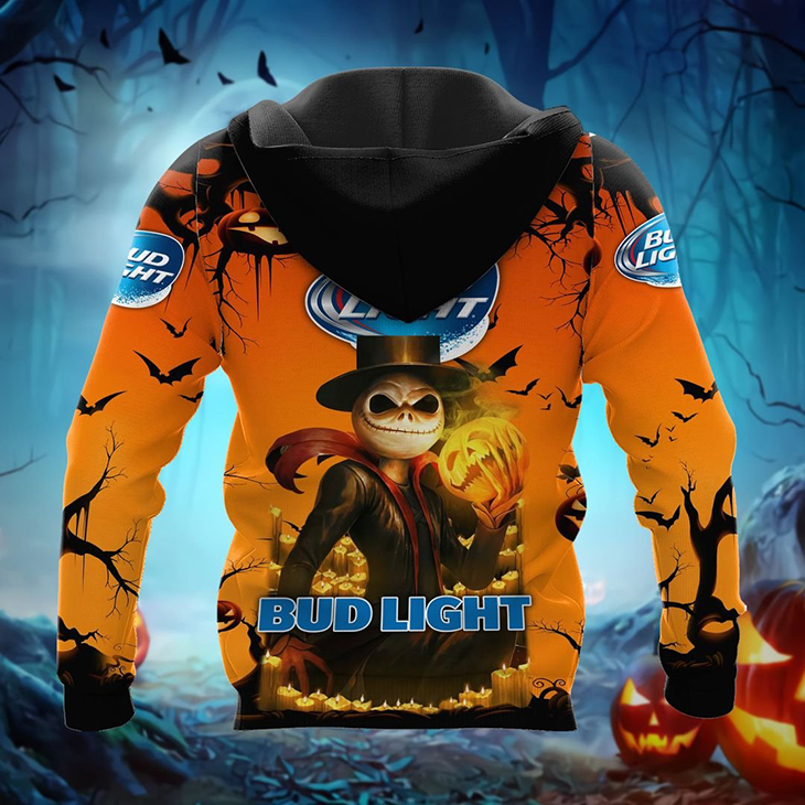 Halloween Jack Skellington Bud Light Logo 3D Hoodie, Shirt2
