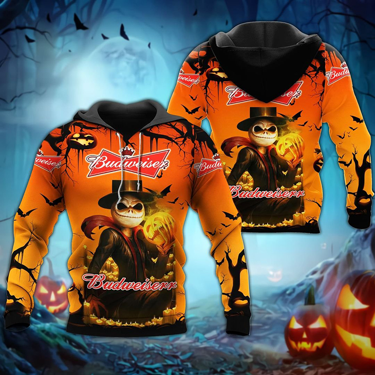 Halloween Jack Skellington Budweiser Logo 3D Hoodie, Shirt – LIMITED EDITION