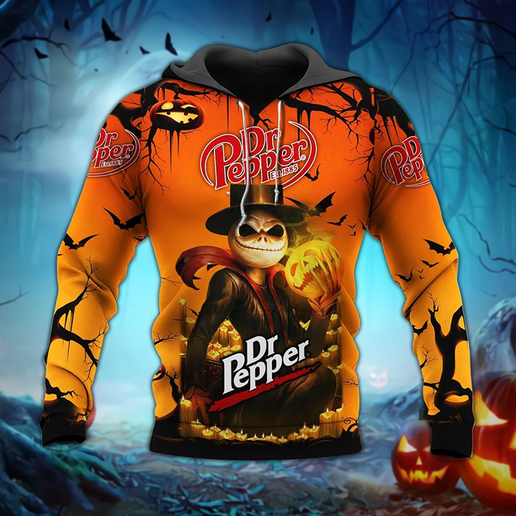 Halloween Jack Skellington Dr Pepper Est 1885 Logo 3D Hoodie, Shirt1